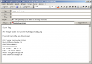 Die E-Mail mit den voreingestellten Daten.