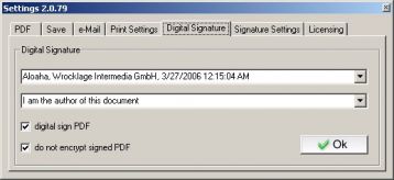 PDF Digital Signature Settings