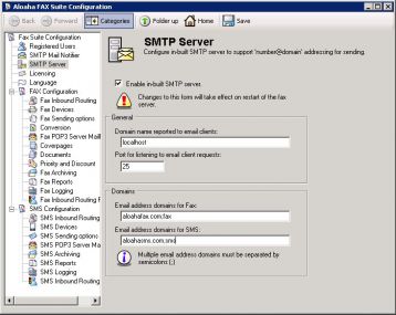 Aloaha FAX Suite SMTP Config